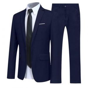 Foweknow Costume Homme 2 Pi&egrave;ces Coupe Slim Ajust&eacute;e Sportif Business Ensemble Veste Moderne Costumes de Soir&eacute;e Blazer Classique Smoking Festif Formel Mariage Veste de Costume Pantalon en Tissu Costume (ROTPMS, neuf)