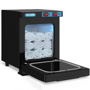 Chauffe-Serviettes St&eacute;rilisateur, Chauffe Serviette Esthetique avec Pince &agrave; Serviette, serviette chaude st&eacute;rilisateur Cabinet 202&deg;F en 10 Minutes, Chauffe Serviette Spa de Grande Capacit&eacute; (Black) (WHKCLTDD, neuf)
