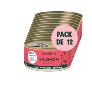 Franklin – Pâtées Chat – 12x100g – Brillance du Poil – 66% de Poisson – Saumon, Basilic (Franklin Pet Food, neuf)