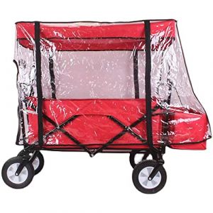 JSRH Housse de pluie pliable Push Pull pour chariot - Accessoires pour chariot - Housse de pluie transparente pour enfants, jardin, camping, shopping - Transparent (shrimp shop, neuf)
