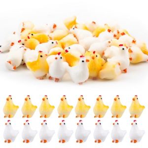 PEUTIER 40 Figurines Poulet Miniatures, 2 Couleurs Petits Poulets R&eacute;sine Animaux Miniatures Mod&egrave;le Mini Poussins Jouets d'Ornement D&eacute;coration Poule R&eacute;sine pour F&ecirc;te d'anniversaire, Plantes en Pot (funysion, neuf)