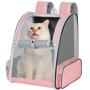 Alaoo Sac &agrave; Dos Chat Petit Chien Design Classique, 2 en 1 Trolley Chariot Sac &agrave; Dos Sac de Transport &agrave; roulettes Grand Espace Sac de Transport Chat, Respirant, Matelas en Peluche Amovible, Rose (Alaoo, neuf)