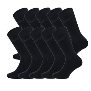 Caterpillar 10 paires de chaussettes pour hommes Chaussettes courtes Cat en coton doux, Hauteur sous les genoux (Noir, 35-38) (Naduf, neuf)