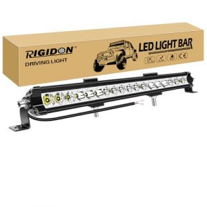 RIGIDON 20 Pouces 50 cm 60W 6000LM Barre de Led 4x4, une rang&eacute;e 12V 24V droit barres lumineuse leds pour offroad V&eacute;hicules Voiture camions SUV ATV, 6000K feu antibrouillard, phare de travail, 12V 24V (Sanyue-EU, neuf)