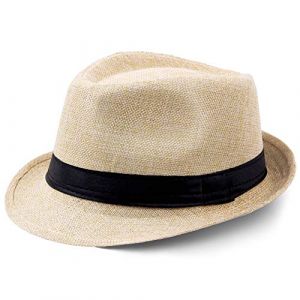 Coucoland Chapeau Panama 1920s pour homme-Chapeau Fédora Mafia Gangster Accessoires de Costume Gatsby Taille Unique Beige (BABEYOND  FR, neuf)
