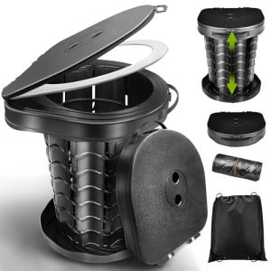 Toilette Portable Camping avec Couvercle, WC Portable avec Sac Poubelle, Toilettes Sèches, Hauteur 34cm, Max:400lb, pour le Camping, les Barbecues, les Voyages, la Pêche, la Plage et L'auto-propulsion (DOBRICA BREDA SHOP S.R.L., neuf)