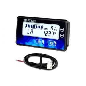 Runleader DC12V 24V 36V 48V Mini Indicateur de Batterie Voltm&egrave;tre pour Plomb-Acide LiFePO4 Batterie au lithium Voiturette de golf Chariot &eacute;l&eacute;vateur Tondeuse &agrave; gazon Autolaveuse Camping-car, etc. (Runleader, neuf)