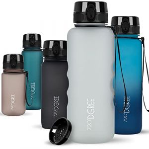 720°DGREE Gourde 1,5l “uberBottle“ +Tamis à Fruits, softTouch - Sans BPA, Anti-fuite - Bouteille d'Eau XL - Water bottle, Bidon idéale pour Sport, Gym, Randonnée, Camping, Université, Yoga, Travail (Kaave, neuf)