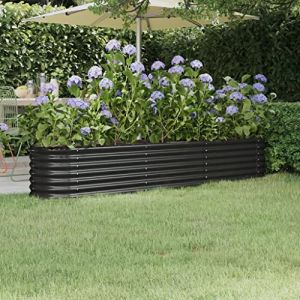 WIFESE JardinièRe Acier Enduit De Poudre 224x40x36 Cm Anthracite Jardiniere Exterieur Grande Taille Jardiniere Balcon Jardiniere sur Pieds Carré Potager Bacs à Fleurs Potager Bac A Fleur (WIFESE official, neuf)