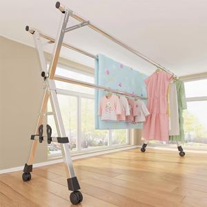 EUPXRHY Etendoir Linge Interieur XXL avec Poulies​,Grande Capacité 3 Bar Etandoire à Linge Intérieur Pliant e Extensible,Hauteur 128cm,Etandoire à Linge en INOX pour Extérieur,with Shoe Support,160cm (HUAIYINGS US, neuf)
