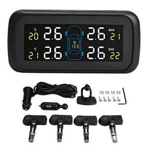 OUKENS Système de surveillance de la pression des pneus, capteur de pression des pneus TPMS de voiture avec écran LCD, 4 capteurs internes, chargeur USB allume-cigare (Laichunstore, neuf)