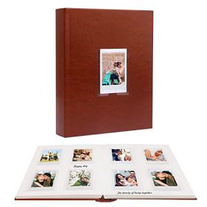 Album photo Polaroid à 128 pochettes avec espace d'écriture, fenêtre avant, 7,6 cm, compatible avec Fujifilm Instax Mini 12 11 9 8 7s 90 40, Polaroid 300, HP Sprocket, K-pop Photocards (Marron) (Ruibtree-FR, neuf)