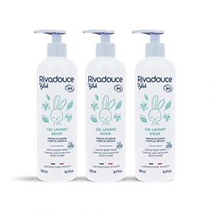 Rivadouce BIO, Gel Doux Lavant B&eacute;b&eacute; Bio - 500ml - Gel Douche B&eacute;b&eacute; - Nettoie en Douceur B&eacute;b&eacute; - Sans Savon - Hydrate et Pr&eacute;serve la Peau et le Cuir Chevelu (3) (BIOSAMPLE, neuf)
