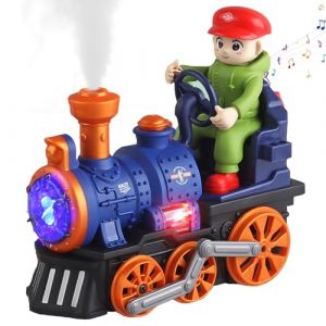 LUKIUP Train Electrique Enfant, Train Jouet Imitation &agrave; Vapeur, Jouets de Voiture pour Enfants de 3 &agrave; 10 Ans, Jouet avec Lumi&egrave;res et Sons, Jouets pour Gar&ccedil;ons et Filles de 3 &agrave; 10 Ans (KAISBANG, neuf)