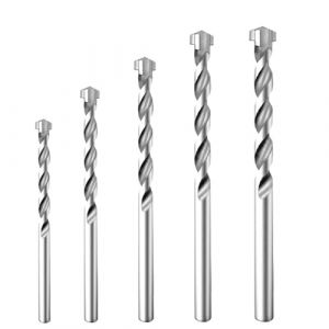 Lot de 5 forets à maçonnerie pour béton, foret à béton (spécification : Ø 4/5/6/8/10 mm) avec boîte de rangement, spirale en U pour le travail professionnel du béton, de la maçonnerie et du sable (Qifeitech, neuf)