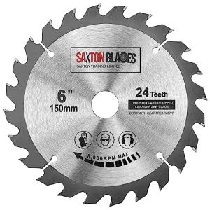 Saxton Lame de scie circulaire TCT 150 mm x 20 mm al&eacute;sage x 24 dents + anneau de 16 mm et 10 mm Compatible avec Ryobi Bosch (saxton trading, neuf)