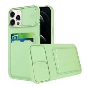 Wousunly Compatible avec Coque iPhone 13 Pro Max Antichoc avec Porte Carte, Etui iPhone 13 Pro Max Silicone avec Protection Cache Camera Coulissant Coque de Telephone Ultra Fine Housse (Vert) (Wousunly, neuf)