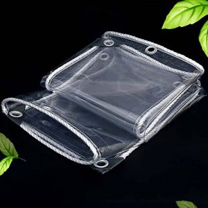 LCKFFYD Bâche Transparente Imperméable, Bâche en Plastique avec œIllets, Rideaux Imperméables Exterieur Couverture pour Jardins Terrasses Balcons Pergola，2 m x 2.3 m，6.6 x 7.6ft (furuidemu, neuf)
