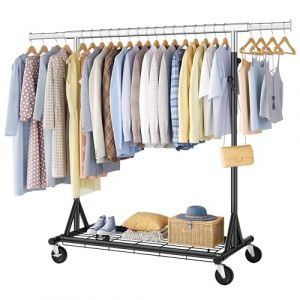 FAVOOSTY Portant &agrave; v&ecirc;tements avec &eacute;tag&egrave;res,Portant &agrave; v&ecirc;tements sur roulettes - En m&eacute;tal - Charge maximale : 200 kg - 50 x (106-170) x 169.5 cm, Installation rapide en 1 minute-Noir (FAVOOSTY, neuf)