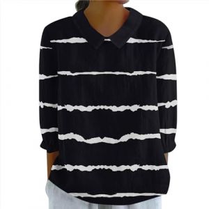 Chemisier Coton Et Lin Tunique Femme Chic Et Elegant Tee Shirt Sans Couture Pour Corset Chemise Col Mao Lin Rouge Satin Debardeur Noir Furry T Shirt Chemise Noir 4XL (kehanshangmao, neuf)