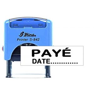Payé Avec Date Pré Encre Personnalisé Auto Encrage Tampon En Plastique Brillant S-842 Noir 14 X 38 Mm (Good Win, neuf)