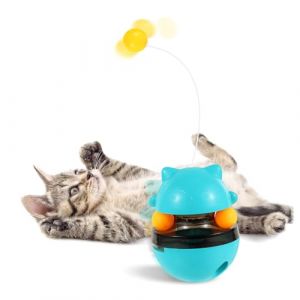 Chiluxendo Chat Interactif 3 en 1 - Distributeur Automatique de Croquette avec Boule, Jouet Tumbler pour Interieur (Bleu) (CUC EMMA S.R.L., neuf)