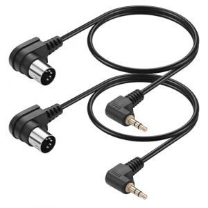 CERRXIAN Lot de 2 c&acirc;bles audio st&eacute;r&eacute;o TRS 5 broches vers 3,5 mm m&acirc;le &agrave; 90 degr&eacute;s MIDI DIN 5 broches m&acirc;le vers jack st&eacute;r&eacute;o TRS 90&deg; 3,5 mm 1/8" pour haut-parleurs, clavier MIDI - 0,5 m (CERRXIAN, neuf)