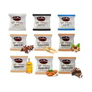Caff&egrave; Vulcanus - Kit de d&eacute;gustation 150 dosettes compostables ESE44 avec caf&eacute;s aromatis&eacute;s - D&eacute;gustation de caf&eacute; du m&eacute;lange Napoli, Ischia, Capri et caf&eacute;s aromatis&eacute;s (Caff&egrave; Vulcanus, neuf)