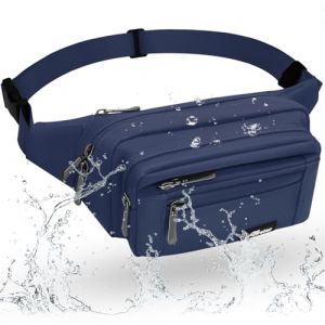 REETEE Sac Banane Homme Imperm&eacute;able Sacoche Banane avec 5 Poches et Sangle R&eacute;glable, Grande Capacit&eacute; Sac Banane pour Homme Femme Voyage Randonn&eacute;e Pochette Ceinture (A-Bleu fonc&eacute;) (REETEE, neuf)