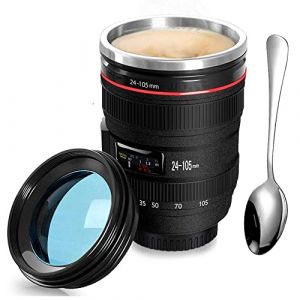 Tasse Café De La Caméra Caméra Objectif Tasse Café Lait Eau Tasse d’Appareil Photo Acier Inoxydable Lens Cup Mug Tumbler (Sueda Technology, neuf)