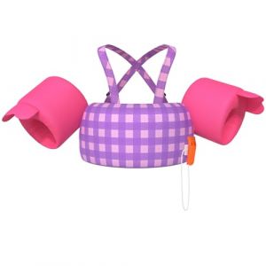 HeySplash Gilet de Natation, Gilet de Natation avec Sangle Réglable pour Enfants de 22-44lbs, Brassard Apprendre à Nager Flotteur de Piscine pour Enfant de 2-6 Ans, Plaid Violet Rose (SiuMed EU, neuf)