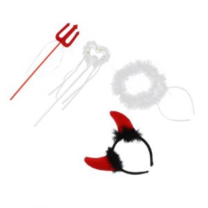 Anneome 2 Ensembles Plume et T&ecirc;te avec Baguette pour Adultes Accessoires de Costume Ange et D&eacute;mon pour F&ecirc;te Carnaval et Spectacle (Zzenpu, neuf)