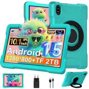 Android 15 Tablette 10 Pouces 30Go RAM+64Go ROM(TF 2To), Widevine L1, Octa-Core, 5G WiFi 6 Tablette, IPS 1280 * 800,Gemini AI, 6000mAh|5+8MP|Bluetooth 5.0|Contr&ocirc;le Parental Tablettes avec EVA Cas-Vert (SANLAST SP. Z O.O, neuf)