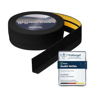 HOLZBRINK Plinthe souple autoadhésive 50x20mm, 10 m | Plinthe PVC pour finition plan de travail, sous-meubles| Cornière PVC flexible | Couleur : noir (Jumbo-Shop, neuf)
