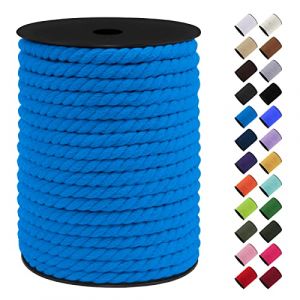 LEREATI Corde Macramé 8mm, 40m Fil Macramé Ficelle Corde Cordon Coton Naturelle, Grosse Corde Douce pour DIY, Porte Plante Mural, Jardin Décoration, Artisanat (Bleu Lac) (LEREATI, neuf)