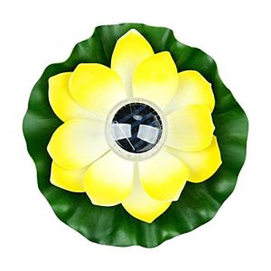 Lychee Lanterne Solaire Lotus pour Extérieur,Lumières de Piscine Flottantes Lumières Solaires LED RGB Fleur de Lotus Lampe Flottante étanche pour Bassin/Jardin/Piscine/Fontaine/Aquarium (Jaune) (Lycheer, neuf)