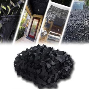 Filet de Camouflage Noir Renforcé,4x3m 3x5m 6x4m 5x27m Filet Camouflage Militaire Grande Taille Voile Ombrage pour Chasse DéCoration Camouflage Photographie AnimalièRe Terrasse Protection Jardin (WIHHLI, neuf)