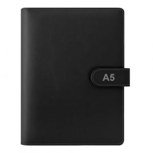 Classeur &agrave; Anneaux A5 en Cuir - Couverture Rechargeable &agrave; 6 Anneaux pour Papier de Remplissage A5 - Classeur Budget Planner pour L'&eacute;cole, la Maison, le Bureau (Papier Int&eacute;rieur non Inclus) Noir (INCNMAD, neuf)