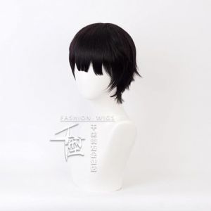 Naturelle Perruque Perruque courte ondulée Hanako-kun Yugi liée aux toilettes avec frange perruque noire courte cheveux synthétiques + bonnet de perruque jeu de rôle de fête Cheveux Naturel (yizhishizizaichuangtou, neuf)