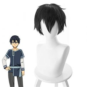 Épée Art en ligne Kirigaya Kazuto Cosplay perruque Sao Kirito hommes femmes court noir synthétique cheveux fête jeu de rôle Costume perruques KUZ314 (good stuff A, neuf)