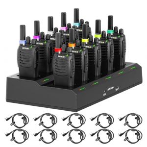 Retevis H777 Talkie Walkies, Longue Port&eacute;e Talkie Walkie avec Chargeur &agrave; 10 Voies, PMR446 Talkie-Walkie Professionnelle sans Licence avec &Eacute;couteurs pour Commercial et S&eacute;curit&eacute; (Noir, 10 Pi&egrave;ces) (RetevisDirect, neuf)