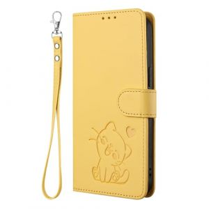 Ucikov Coque pour Honor X5C Plus,Mignon Chat Portefeuille en Cuir Etui avec Fente Photo Corde &agrave; Main Magn&eacute;tique Stand Housse &agrave; Clapet pour Honor X5C Plus,Jaune (Ucikov, neuf)