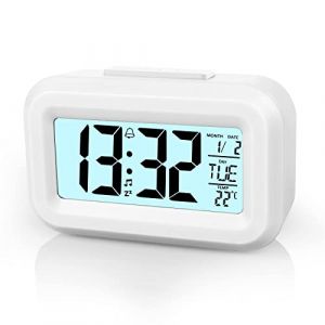 Vicloon Réveil Digital,Réveil Numérique Réveil Digital à Piles Réveil LCD Digital Miroir Grand Ecran avec Température Date Clock 2 Alarme,pour Maison Bureau (Vicloon®-FR, neuf)
