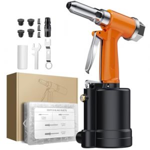 AUTOUTLET Riveteuse Pneumatique Kit Pistolet à Rivets Ergonomique avec 4 Embouts Buccaux 2,4 mm 3,2 mm 4,0 mm 4,8 mm 500PCS Rivets pour Aluminium Fer Feuilles d'acier Inoxydable (ZIXING TECHNOLOGY LIMITED, neuf)