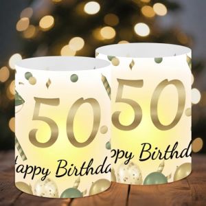 Lot de 12, 50 Ans Photophore Bougie Deco Table Anniversaire Femme Lanterne Bougie 50 Ans D&eacute;coration, Bougies Anniversaire Adulte (OUchun, neuf)
