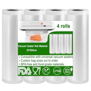 Sacs sous vide pour aliments, appareil de mise sous vide, 4 rouleaux de film d'emballage professionnel pour rouleau sous vide, sacs sous vide tr&egrave;s r&eacute;sistants et ind&eacute;chirables pour sous vide, sacs de (ZILLIONZ TRADING LTD, neuf)