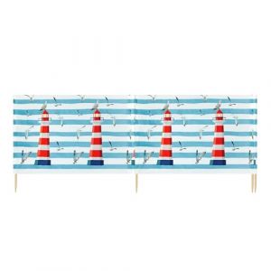 Ladeheid Paravent de Plage avec Poteau en Bois Accessoire Pratique de Plage LAEX001 (Phare, 4 m) (Hisert, neuf)