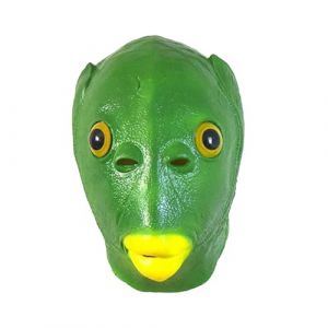 Swtgaah Masque de poisson amusant - Masque de monstre - Masque de t&ecirc;te de poisson vert - Parfait pour No&euml;l et Halloween (vert) (ZX.., neuf)