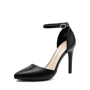 DREAM PAIRS Escarpins Femme &agrave; Bout Pointu, Talons Aiguilles 10 cm avec Bride Cheville, Chaussures &Eacute;l&eacute;gantes pour Mariage, Soir&eacute;e ou Sortie Habill&eacute;e,Size 38.5,Noir-PU,Oppointed_Lacey (dreampairsEU, neuf)