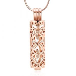 Minicremation - Collier pendentif urne fun&eacute;raire avec flacon cylindrique creux, bijou comm&eacute;moratif pour cendres, m&eacute;daillons fun&eacute;raires pour femmes et hommes, Acier inoxydable Zircone cubique Pierre (Minicremation jewelry, neuf)
